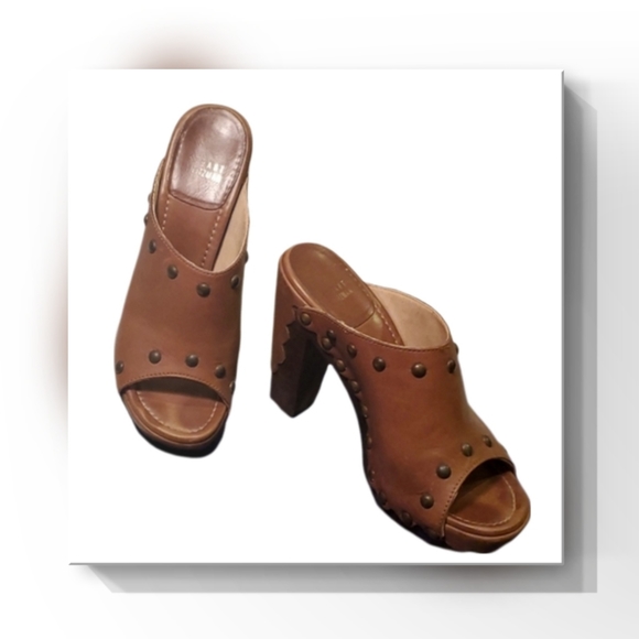 Stuart Weitzman Studded Peep-Toe Platform Clog - Picture 4 of 11